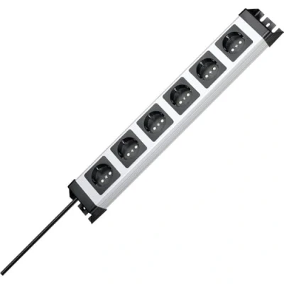 Image de Kopp 226720018 Multiprise sans Interrupteur, 6 Prises, Gris, Argent/Noir, 52 cm