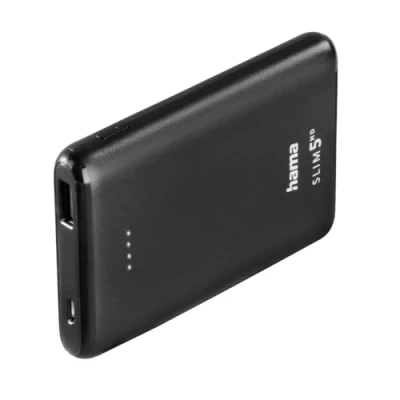 Image de Hama Power Pack Slim 5HD, 5 000 mAh, Sortie : USB A, Noir