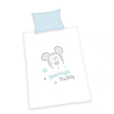 Image de Herding Parure de Lit Biologique Mickey Mouse, Certifié GOTS, Motif Réversible, Taie d&#039;Oreiller 40 x 60 cm à Ouverture Portefeuille, Housse Couette 100 135 Fermeture Éclair, Coton/Renforcé
