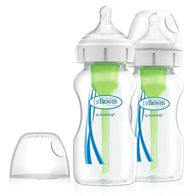 Image de Dr. Brown&#039;s Options+ Biberons à col large anti coliques, 270 ml, lot de 2
