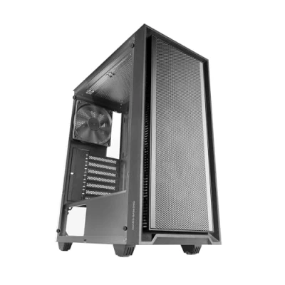Image de MARSGAMING MC PMAX, Boîtier Professionnel ATX, 4x Ventilateurs FDB 120mm, Panneau Frontal Mesh, Fenêtre Latérale Verre Trempé, Semi Tour PC Design Double Chambre, Support Refroidissement Liquide, Noir
