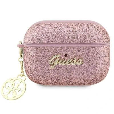 Image de Guess GUAP2GLGSHP Étui pour AirPods Pro 2 Rose Glitter Flake 4G Charm