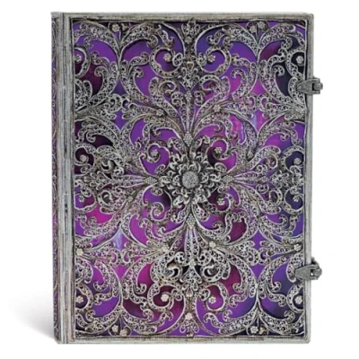 Image de Paperblanks Collection book Filigrane Argenté Aubergine Ultra Carnet de note Ligné 240 pages Multicolore