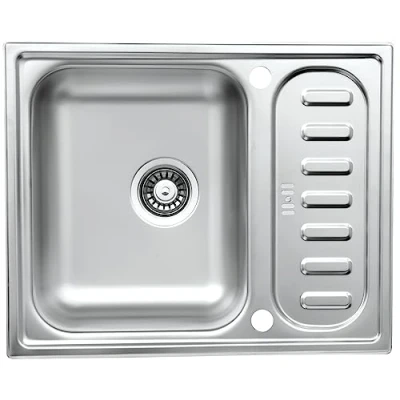 Image de Respekta Riverside Évier encastrable en acier inoxydable avec 1 bac 61,5 x 50 cm égouttoir Convient pour les armoires inférieures à partir de largeur