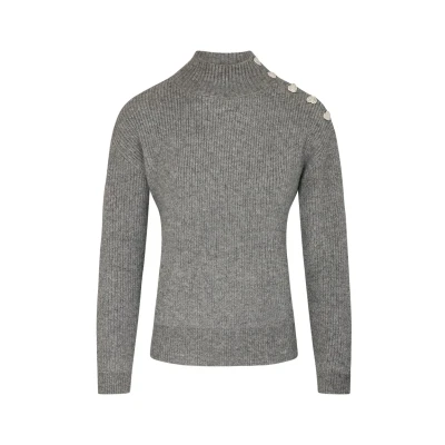 Image de Morgan Longsleeved WITH Buttons Pullover, Femme, Taille: Medium, Gris anthracite