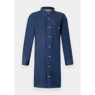 Image de Calvin Klein Jeans Belted Shirt Dress Robe en jean, Femme, Taille: XS, Denim blue