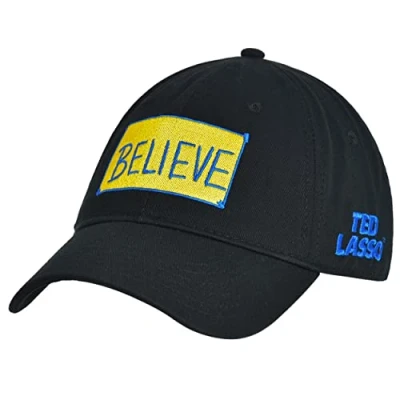 Image de Concept One Ted Lasso Dad Hat Believe Casquette de Baseball réglable en Coton avec Bord incurvé, Noir, Taille Unique Mixte