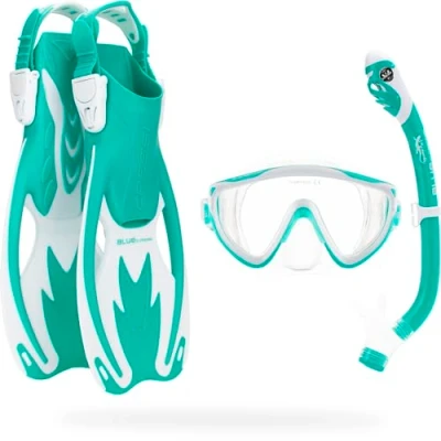 Image de Cressi Tinetto Rocks Dry Set Snorkeling Sets, Vert d&#039;eau/Blanc, S/M