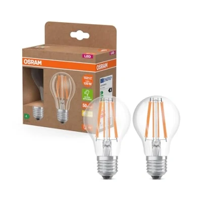 Image de OSRAM LED Superstar Classic Lampe A 100 in klassischer Kolbenform, klarer Glaskörper, 7.2 W, 1521 lm, E27 Fassung, warmweißes Licht mit 2700 K, EEK A, 60 mm Durchmesser, 2 Pack