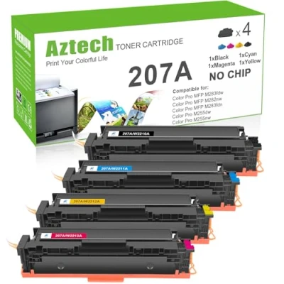 Image de Aztech Cartouche de Toner Compatible pour HP 207A 207X Color Laserjet Pro MFP M283fdw M255dw M282nw M283fdn M255nw W2210A W2210X W2211A W2212A W2213A (Noir,Cyan,Jaune,Magenta,Pack 4)