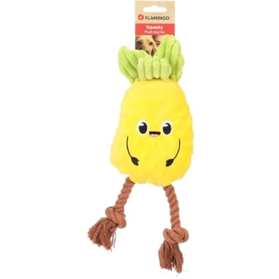 Image de Flamingo Jouet pour Chien Bubto Ananas Jaune avec Corde 12,5x7,5x33cm couineur