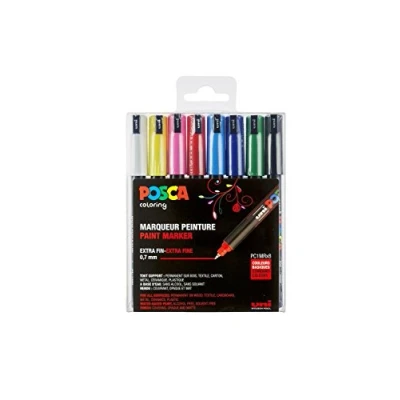 Image de Uni Ball Posca 181708 Lot de 8 marqueurs à Pointe calibrée Couleurs Base