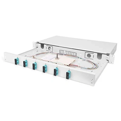 Image de DIGITUS boîte d&#039;épissure Fibre Optique 6 couplages SC OM3 1U 19 Pouces Multi Mode Simplex avec Cassette Montage en Rack