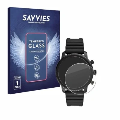 Image de savvies Verre Trempé pour Fossil Q Explorist HR (4.Gen) Vitre Protection Ecran, Film de Verre, Dureté 9H