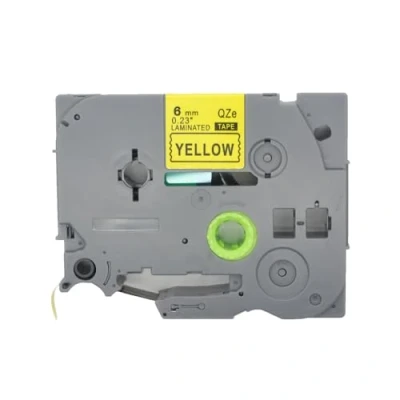 Image de BROVACS Lot de 1 ruban d&#039;étiquettes laminées noir sur jaune compatible avec imprimante Brother P Touch TZ 611 TZe 6 mm 0,6 cm OPA4611