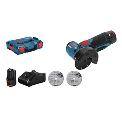 Image de Bosch Professional 12V System meuleuse angulaire sans fil GWS 76 (3 disques à tronçonner, diamètre de disque : mm, avec 2 batteries 3,0 Ah et chargeur, dans boîte carton)