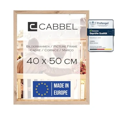 Image de CABBEL cadre photo 40x50 cm, Naturel, stable en bois MDF, verre plexi incassable, à suspendre, idéal pour photos/images/collages