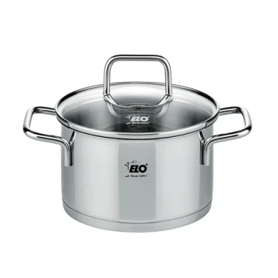 Image de Elo 7241426 Faitout en Acier inoxydable, marmite inox avec couvercle Verre 1,2L, Convient à tous types de Feux,14 x 9,5 cm, Gris 10