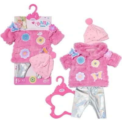 Image de BABY born Ensemble avec Manteau rose 833834 douillet un legging et bonnet assortis pour poupées de 43cm Poupée non incluse Convient aux enfants 3 ans+