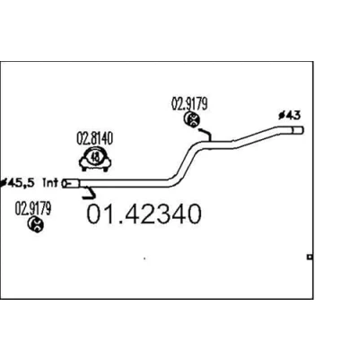 Image de MTS 01.42340 Tuyau d&#039;échappement 1560 arrière pour silencieux final FIAT: Doblo I Cargo, Break