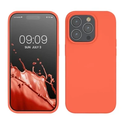 Image de kwmobile Housse Compatible avec Apple iPhone 14 Pro Coque de téléphone Fine Finition Douce Corail Vif