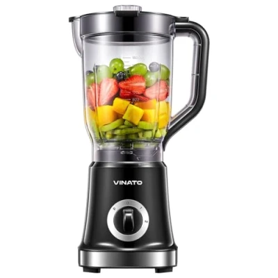 Image de VINATO Blender Mixer électrique, et Smoothie 1.8L Mixing jug, avec 4 lames en acier inoxydable pour les shakes, le broyage des glaces fruits surgelés
