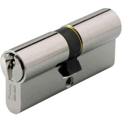 Image de Vachette Cylindre de Serrure Mécanique FIRST pour Porte Double Entrée 30x30mm Mécanisme 5 Goupilles Sécurisé 3 Clés Installation Facile Garantie 2 Ans Finition Nickelée