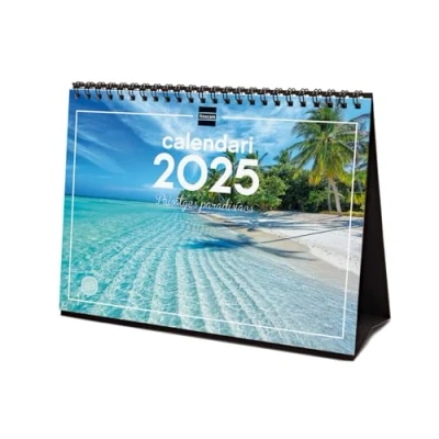 Image de Finocam Calendrier d&#039;images de bureau pour écrire 2025 mois vue janvier décembre (12 mois) Paysages paradisiaques catalan