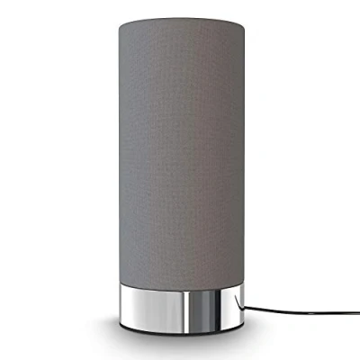 Image de B.K.Licht I lampe de table tissu gris fonction dimmable tactile gradable sur 3 niveaux douille E14 socle chromé sans ampoule