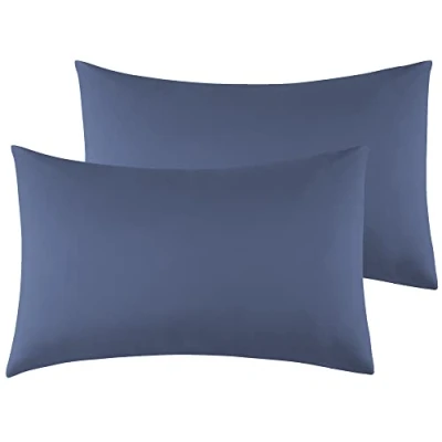 Image de Taies d&#039;oreiller Microfibre Bleu 40 x 80 cm Lot de 2, Housse Coussin avec la Fermeture à Enveloppe