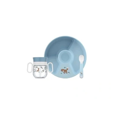 Image de Mepal Ensemble de vaisselle pour bébé 3 pièces Mio Little Dutch Comprend une tasse à bec étanche, et assiette cuillère d&#039;entraînement Va au lave sans BPA Forest Friends