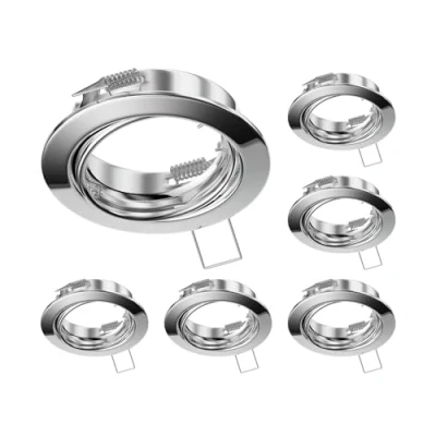 Image de ledscom.de 6 cadres d&#039;encastrement au plafond FERE, rond, pivotant, chrome brillant