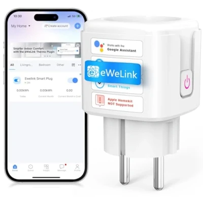 Image de SURFOU Prise Connectée Wifi, Intelligente 16A Smart Plug 2.4GHz Mesure Consommation Electrique, Compatible Avec Alexa, Google Home et Smartthings, 3680w, Commande Vocale Contrôle À Distance
