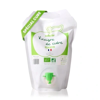Image de Nektar Vinaigre de Cidre Pomme Bio Recharge 1L Non Pasteurisé Filtré Avec sa Mère Digestion, Glycémie, Perte Poids Spécial Cure Made in Normandie