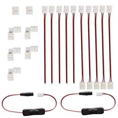 Image de RUNCCI YUN 3528 2835 Kit de connecteur bande LED, 2 broches, 5 connecteurs cavalier, coin en L, commutateurs CC, Gapless