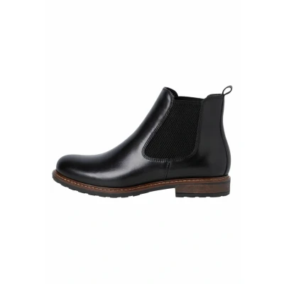 Image de Tamaris Femme Bottines, Dame Bottines Chelsea,Demi Bottes,Bottines,Bottes de Glisse,Plat,Black Leather,40 EU