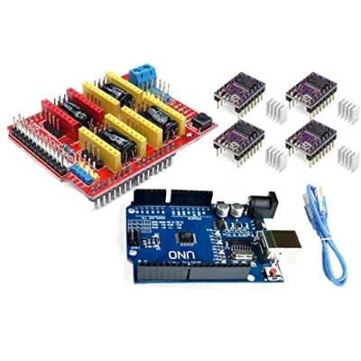 Image de TECNOIOT Ensemble d&#039;imprimantes 3D Carte de développement + d&#039;extension CNC Shield V3 Pilote Moteur Pas à DRV8825 4pcs avec dissipateur Chaleur Câble