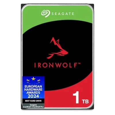 Image de Seagate IronWolf 1 to, Disque Dur Interne NAS HDD, CMR 3,5&quot; SATA 6 Gbit/s 5400 TR/Min, 64 Mo de mémoire Cache, pour Raid, Ouverture Facile, Services Rescue valables 3 Ans (ST1000VNZ08)
