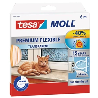 Image de tesa Calfeutrer Joint Portes &amp; Fenêtres Comble TOUS les espaces Premium en Silicone Adhésif pour l&#039;Isolation des et Transparent 6 m x 9 mm 7