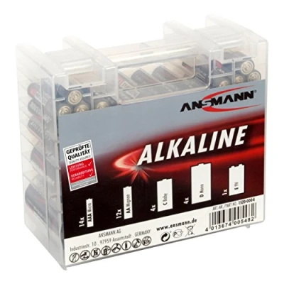 Image de ANSMANN Boîte de 35 Piles alcalines (1 PCE) Box Rangement Contenant 14x LR03, 12x LR6, 4X LR14, LR20, 1x 9V en Plastique Solide pour Conservation des