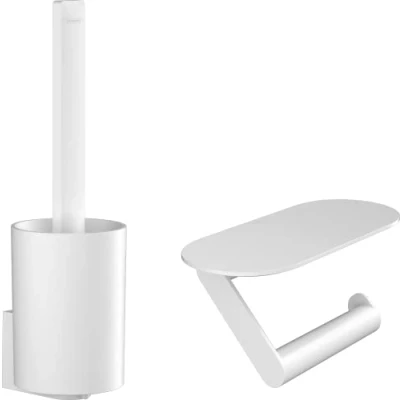 Image de hansgrohe WallStoris Ensemble d&#039;accessoires pour les toilettes sans percage 2 pièces, Porte papier WC, brosse Accessoire salle de bain, Noir mat , 27969670