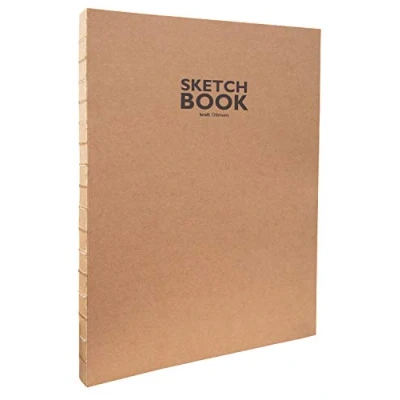 Image de Sketchbook Carnet de Croquis avec Reliure à Fils Ouverts, Format A4, 120 Feuilles, 100 g/m², Papier Kraft Robuste et Recyclable, en Fibres Naturelles Non blanchies, Set Pièces