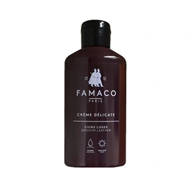 Image de Famaco Crème Délicate 125ml pour Cuirs Lisses BORDEAUX Lait Nourrissant à Base de Cire Nettoie, nourrit et Assouplit en Douceur les Chaussures