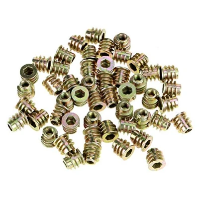 Image de 50Pcs M4 * 8mm Écrous D&#039;Insertion, en Alliage de Zinc Hex Meubles Inserts Filetés Vis à Douille Pour Bois.