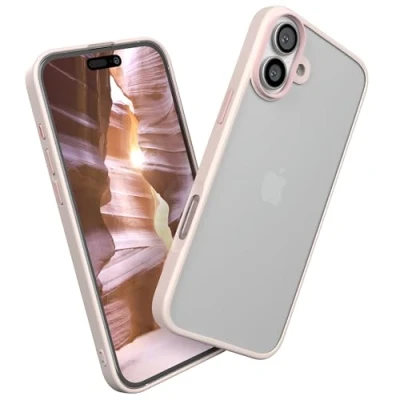 Image de EAZY CASE coque de protection hybride compatible avec iPhone 16 Plus, pour Apple en tant que contre les chutes, fine, résistante aux chocs, rose vieilli