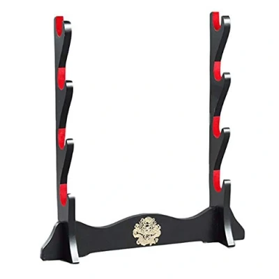 Image de Z fiber Porte épée Japonais Velours rembourré Katana Stand Samurai Display Rack Support All Sword,4 Tier