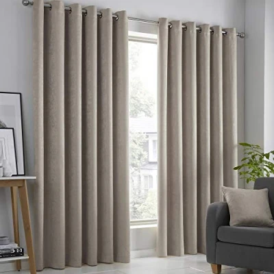 Image de Fusion Strata Paire de Rideaux Occultants à œillets, 46&quot; Width x 54&quot; Drop (117 137cm), naturel