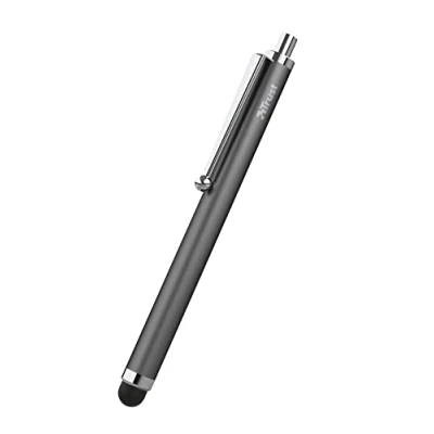 Image de Trust Stylet pour Tablettes, Aluminium Durable, avec Un Clip de Fixation, Dessiner, Écrire et Prendre des Notes Noir