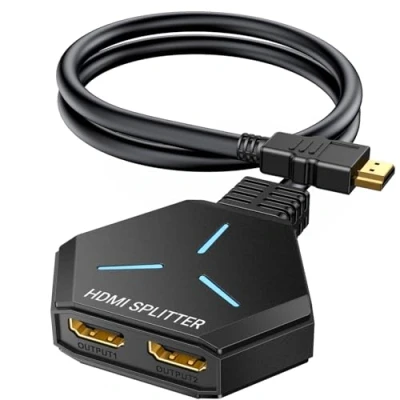 Image de KiWiBiRD Splitter HDMI 2 Sorties simultanées pour Double ecran, 4K @ 60Hz 2160p 1440p 1080p HDCP 3D repartiteur 1 Entree Compatible avec PC Ordinateur Portable PS4 PS5 TV Box projecteur