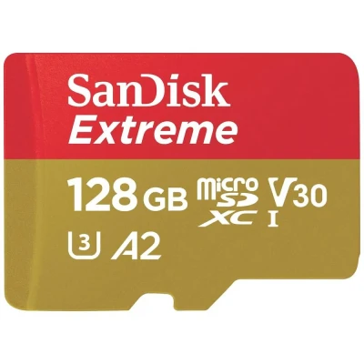 Image de SanDisk 128 Go Extreme carte microSDXC pour caméras embarquées et drones + Adaptateur SD RescuePRO Deluxe, jusqu&#039;à 190 Mo/s, avec performances A2 App, UHS I , Classe 10, U3, V30